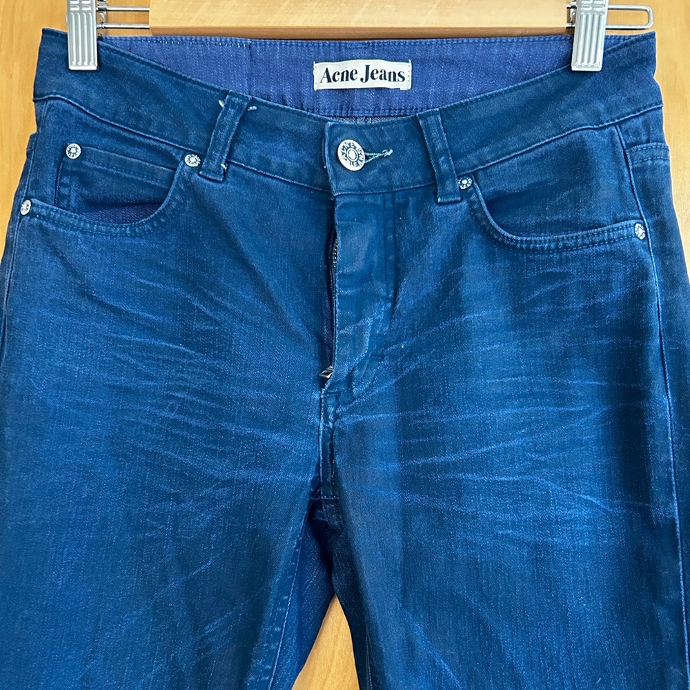 Acne Studios Hex Used Twill Blue Skinny Jeans, Size 28/34